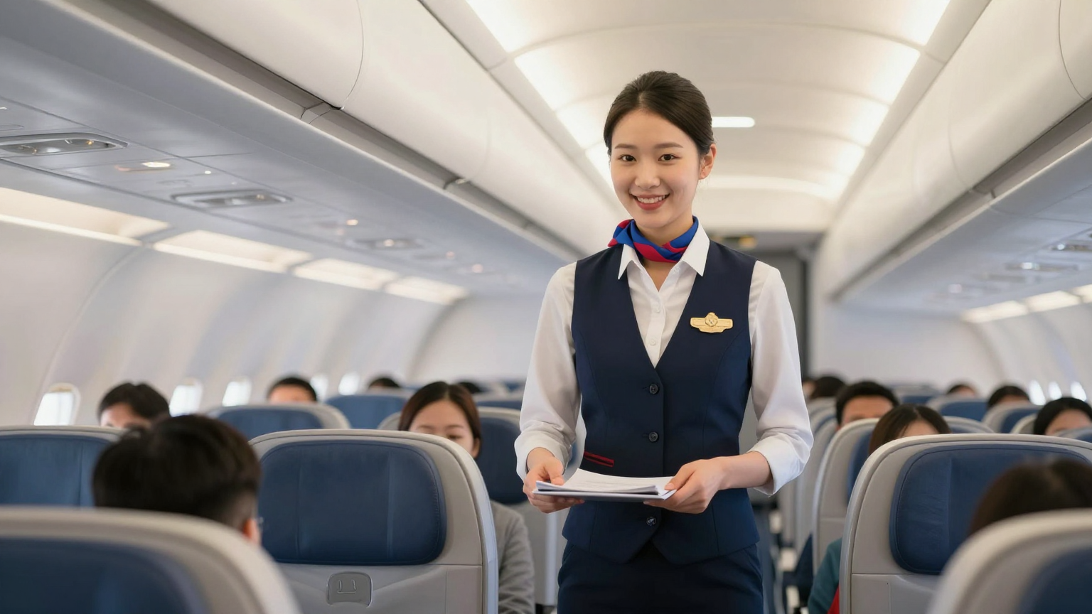 항공 승무원 면접 준비 장면