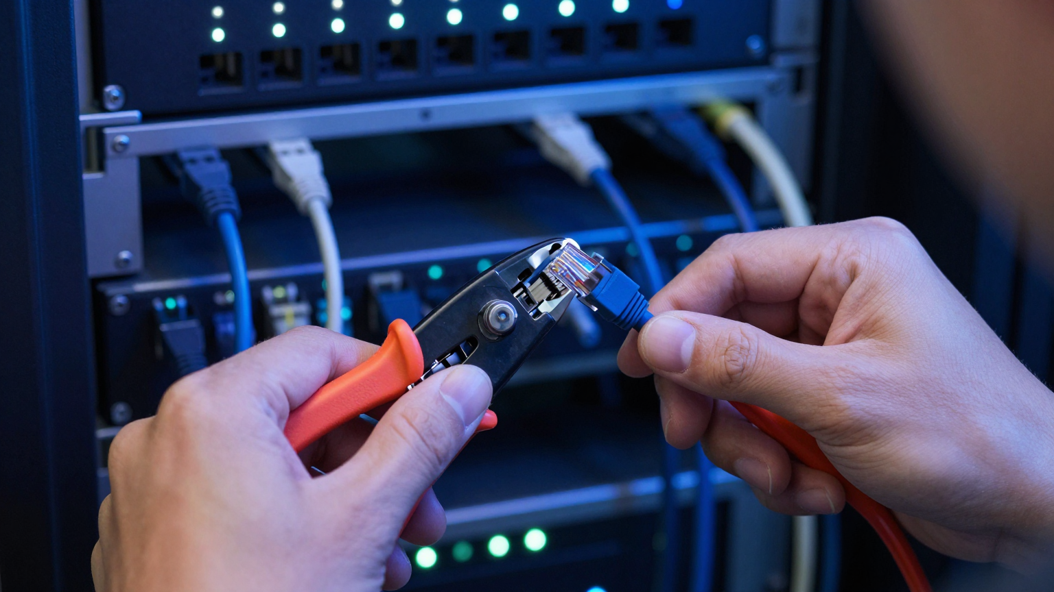 네트워크관리사 2급 UTP 케이블링 실기 실습 장면