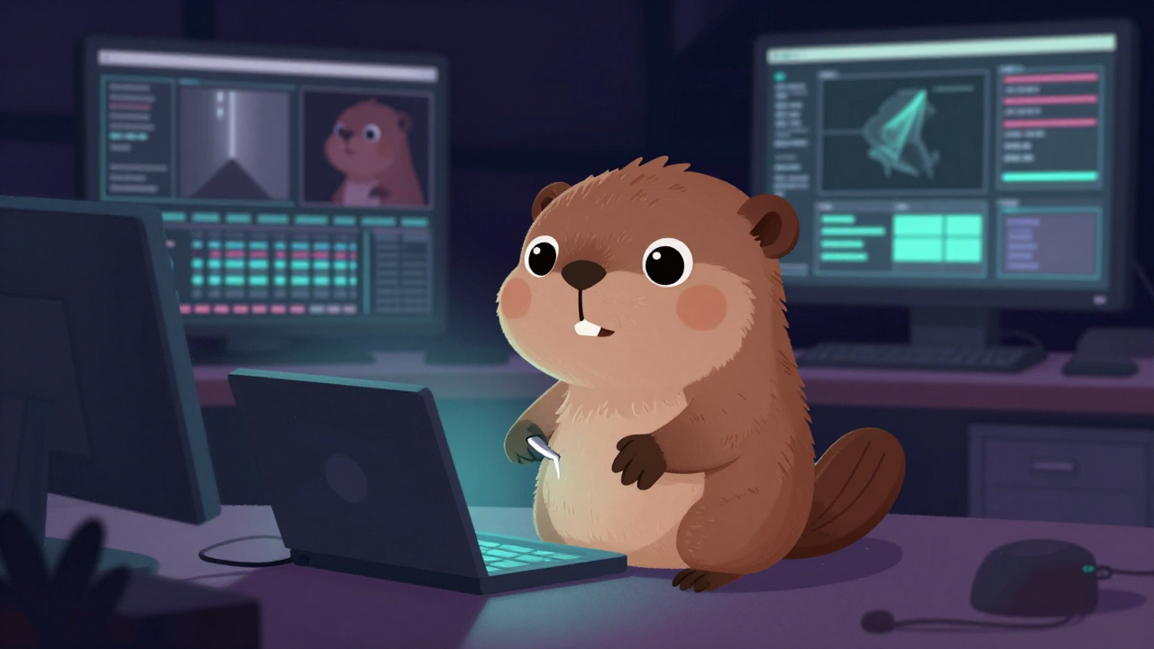 VFX아티스트(일반) 직업 종사자가 업무를 수행하는 모습