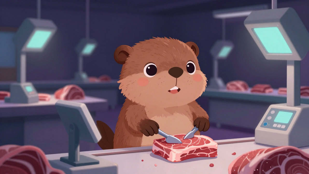 가공원료육정선원 직업 종사자가 업무를 수행하는 모습