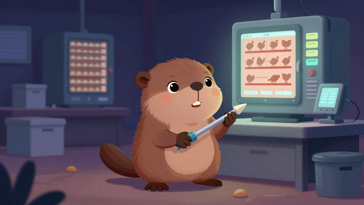 가금부화작업원 직업 종사자가 업무를 수행하는 모습