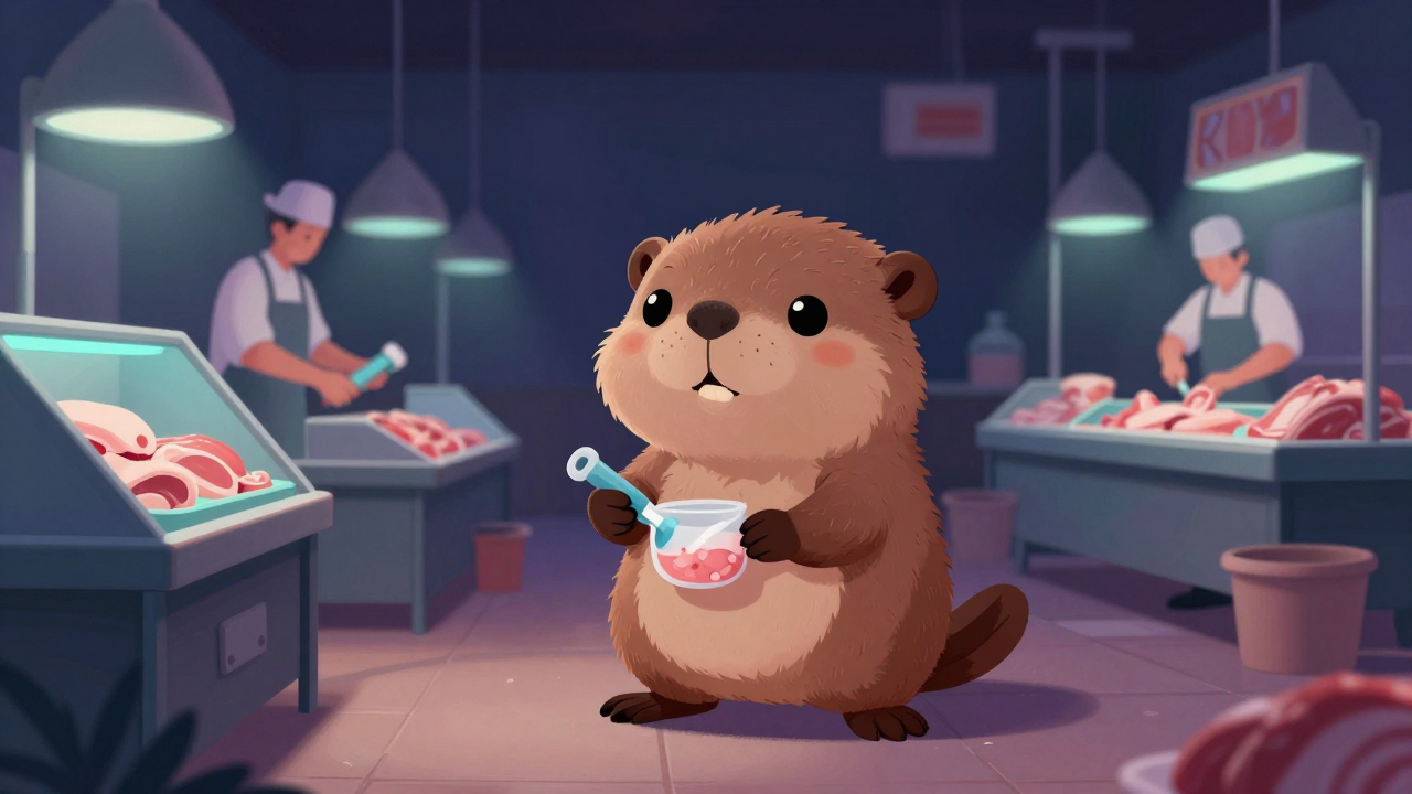 가금육가공원 직업 종사자가 업무를 수행하는 모습