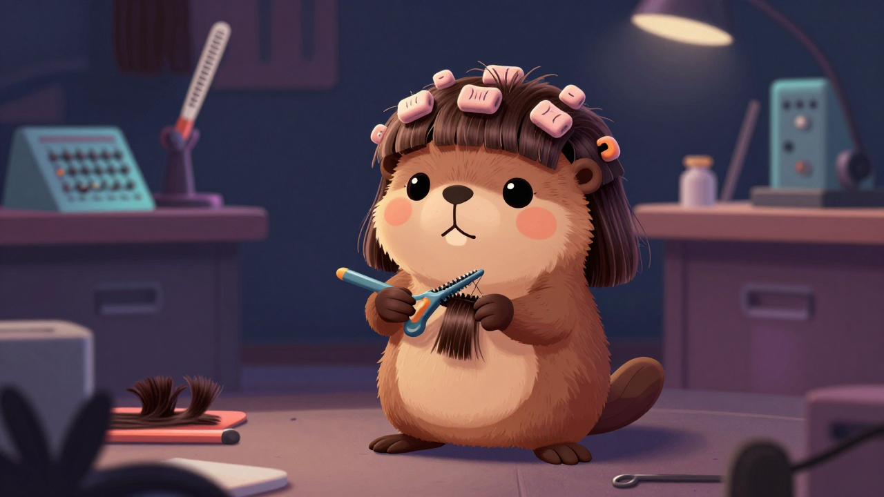 가발모발직조원 직업 종사자가 업무를 수행하는 모습