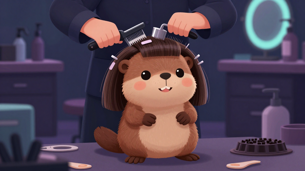 가발미용원 직업 종사자가 업무를 수행하는 모습