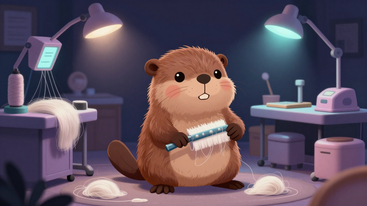 가발원사가공처리원 직업 종사자가 업무를 수행하는 모습