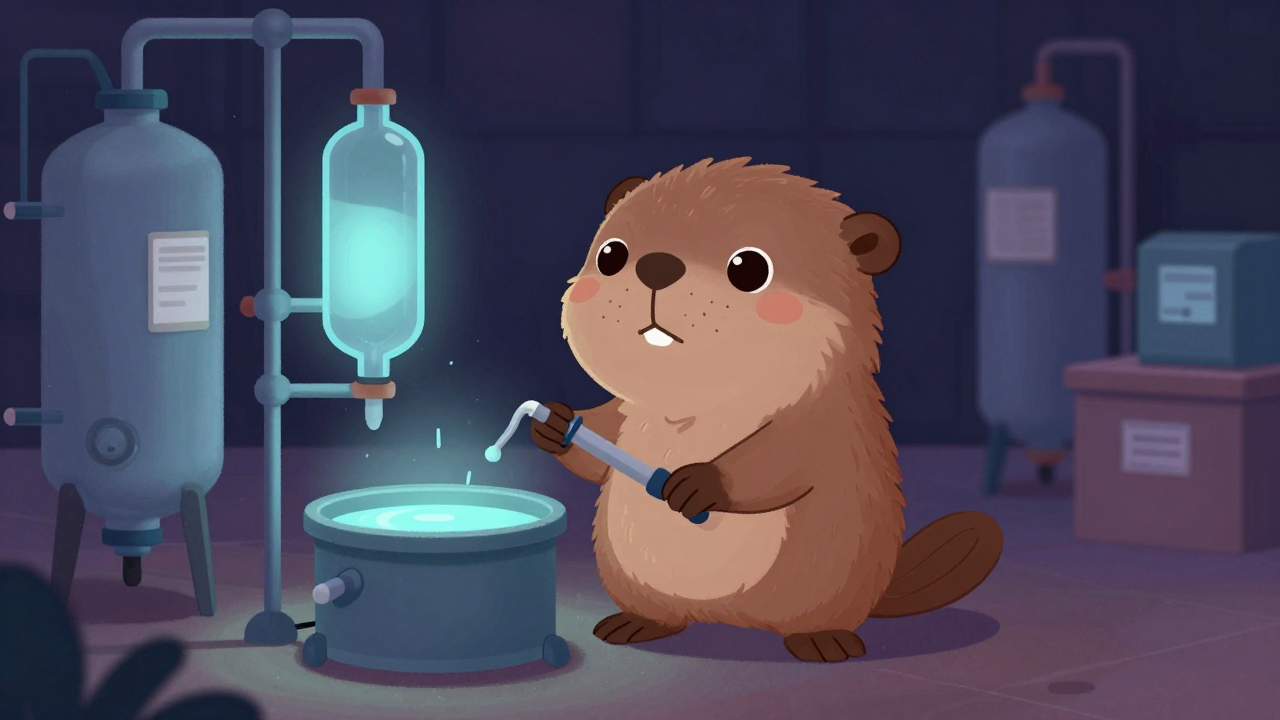 가성소다제조원 직업 종사자가 업무를 수행하는 모습