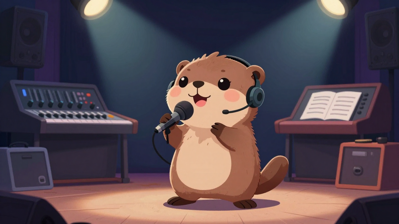 가수 직업 종사자가 업무를 수행하는 모습