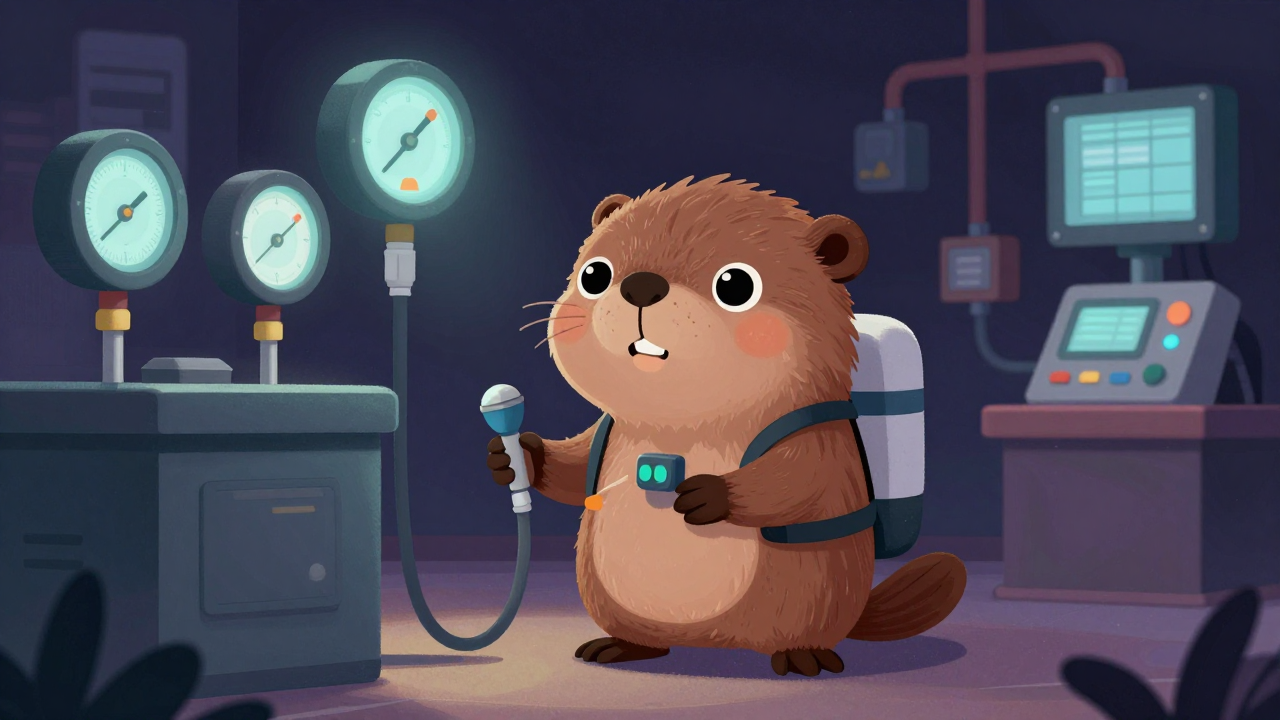 가스공급관리원 직업 종사자가 업무를 수행하는 모습