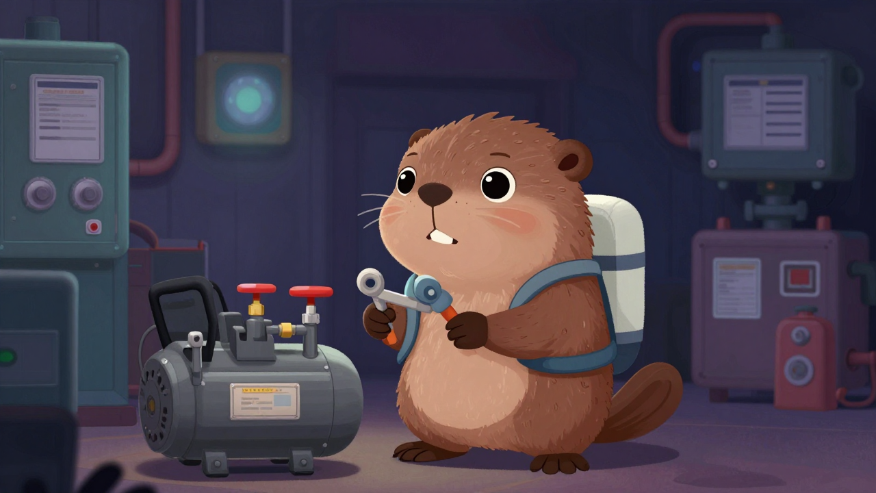 가스공급설비기계관리원 직업 종사자가 업무를 수행하는 모습