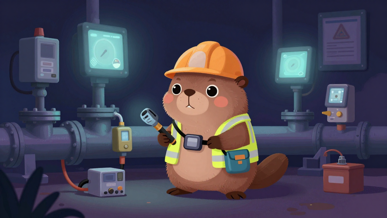 가스관로안전관리원 직업 종사자가 업무를 수행하는 모습