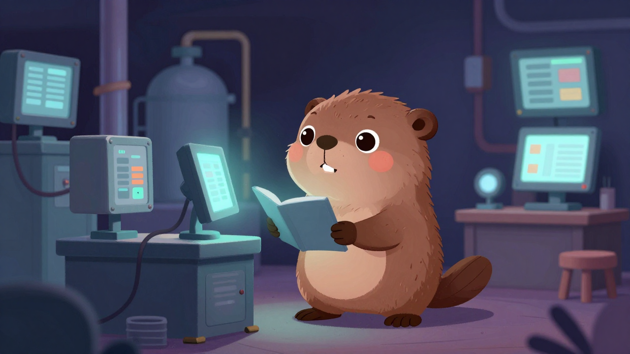 가스생산설비기계관리원 직업 종사자가 업무를 수행하는 모습