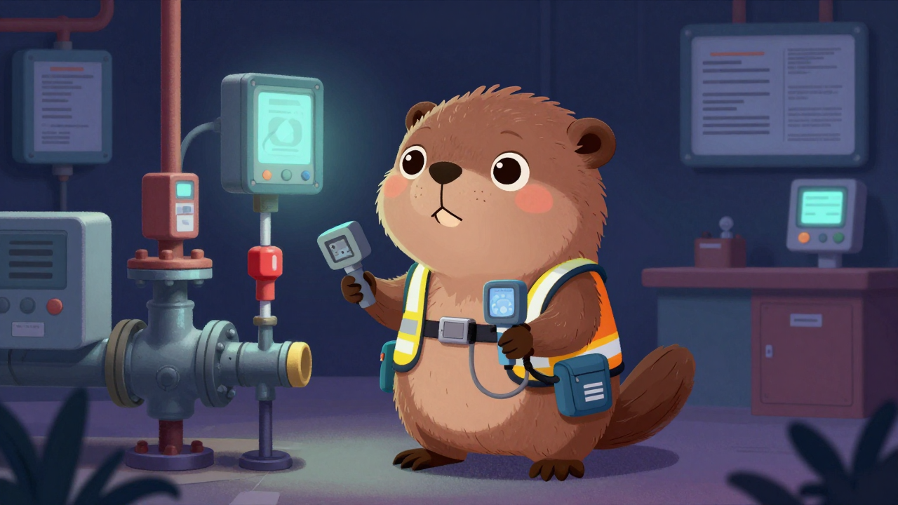 가스시설안전관리원 직업 종사자가 업무를 수행하는 모습