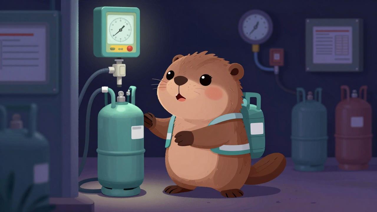 가스충전원 직업 종사자가 업무를 수행하는 모습