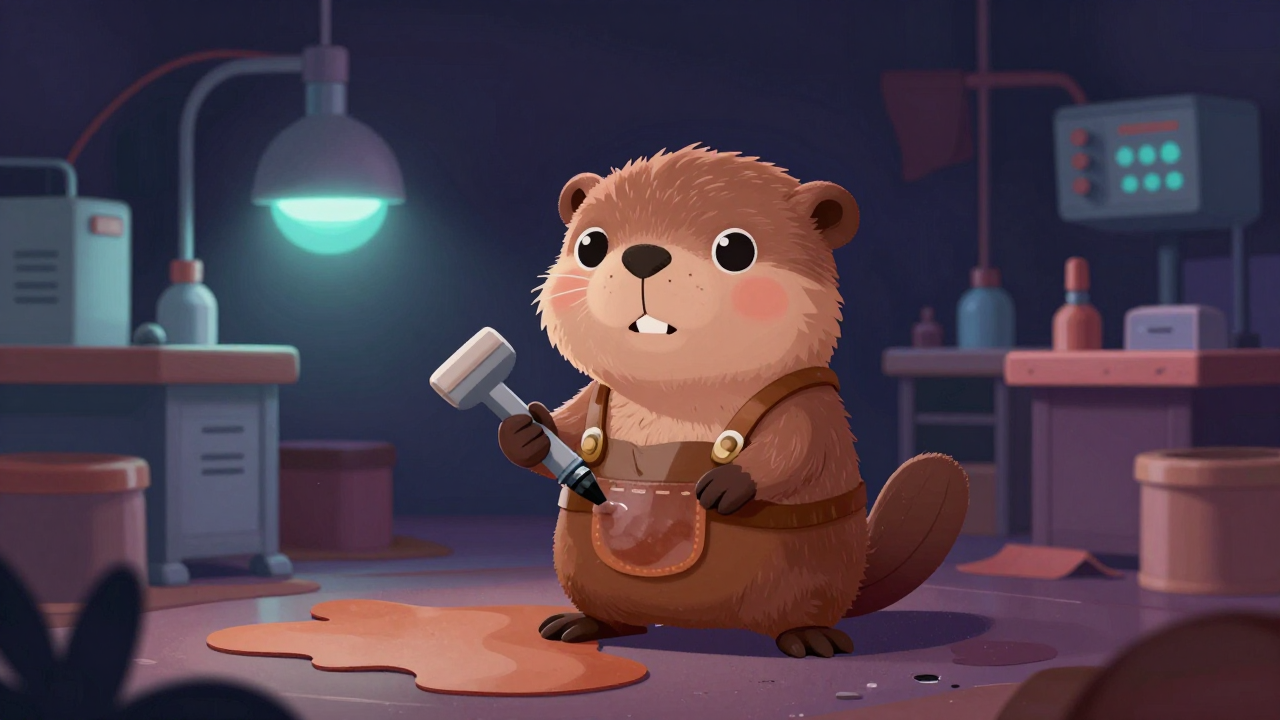 가죽도장공 직업 종사자가 업무를 수행하는 모습