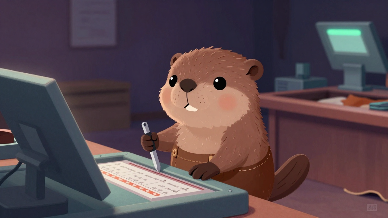 가죽선별원 직업 종사자가 업무를 수행하는 모습