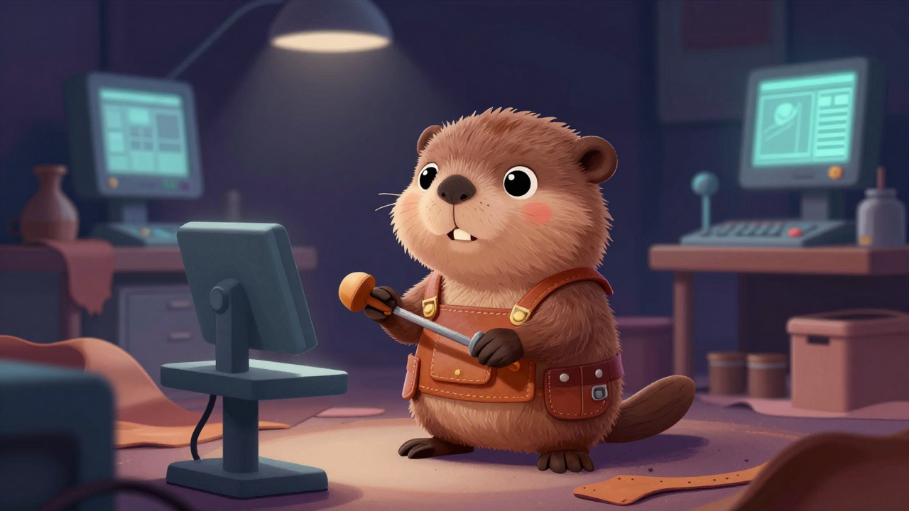 가죽완성반장 직업 종사자가 업무를 수행하는 모습