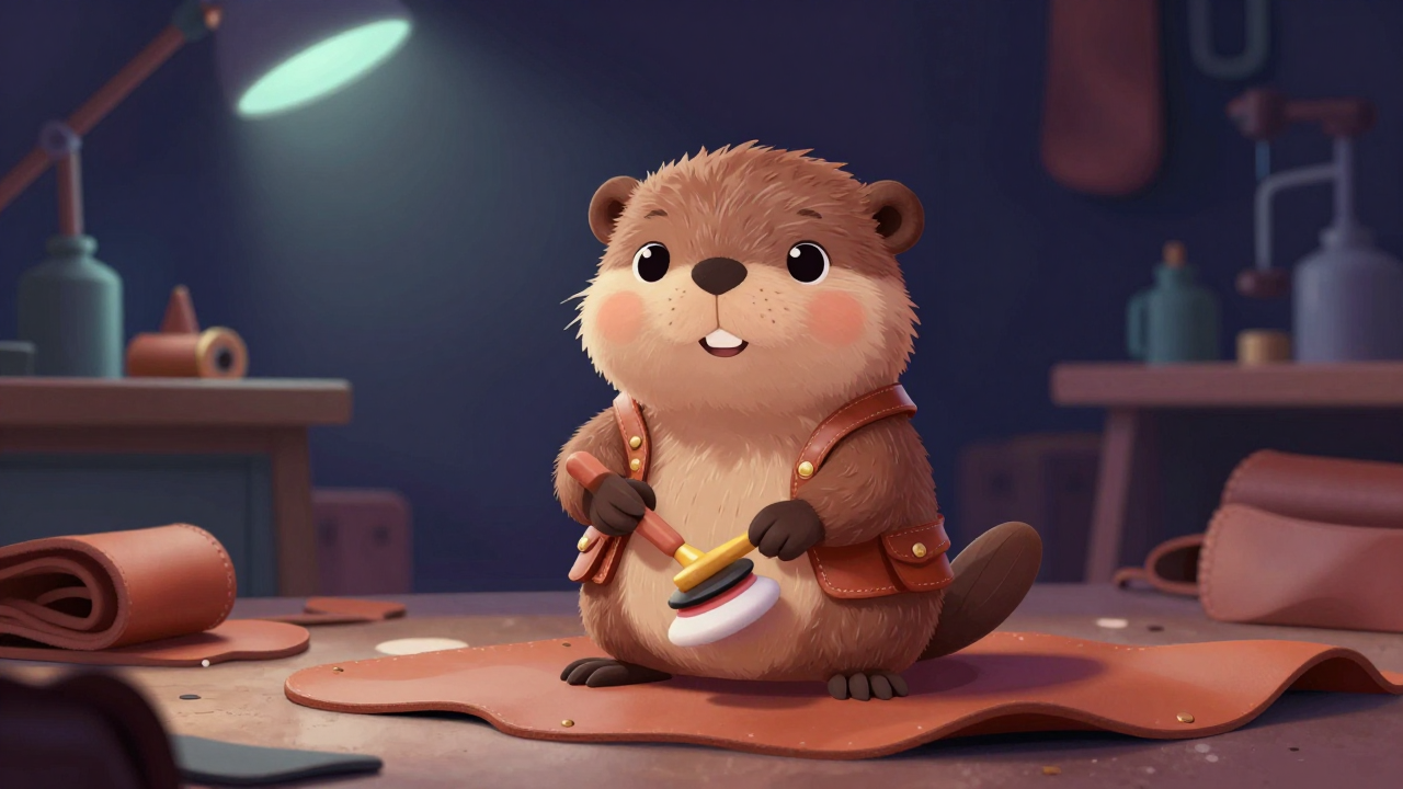 가죽제품완성원 직업 종사자가 업무를 수행하는 모습