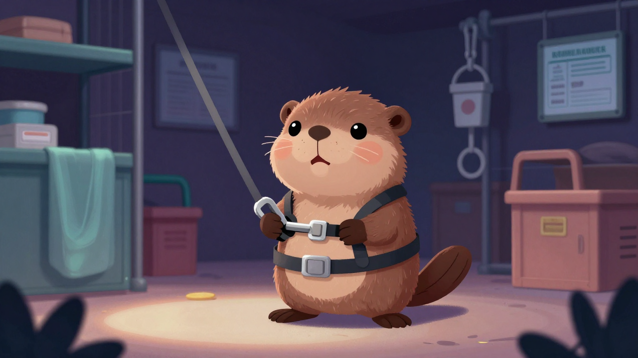 가축결박원 직업 종사자가 업무를 수행하는 모습