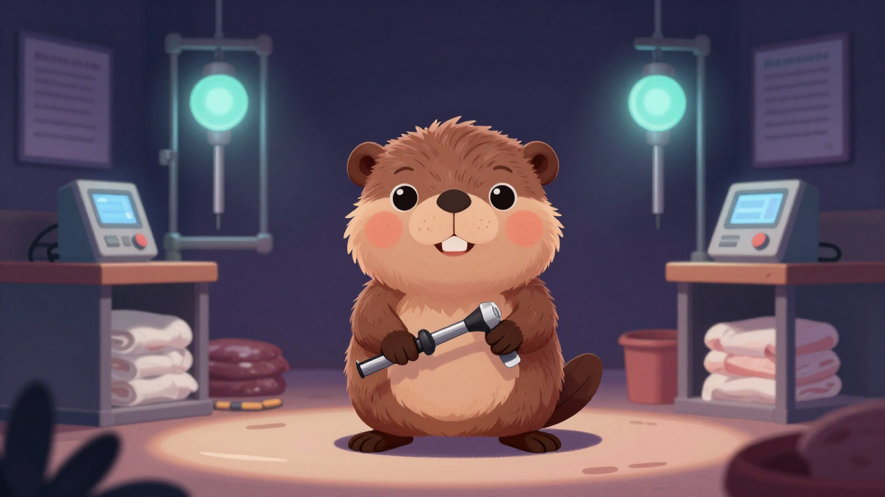 가축도살원 직업 종사자가 업무를 수행하는 모습