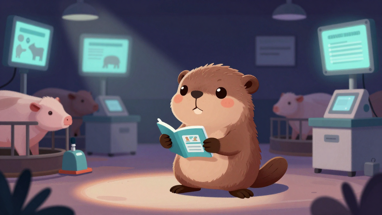 가축품질관리원 직업 종사자가 업무를 수행하는 모습