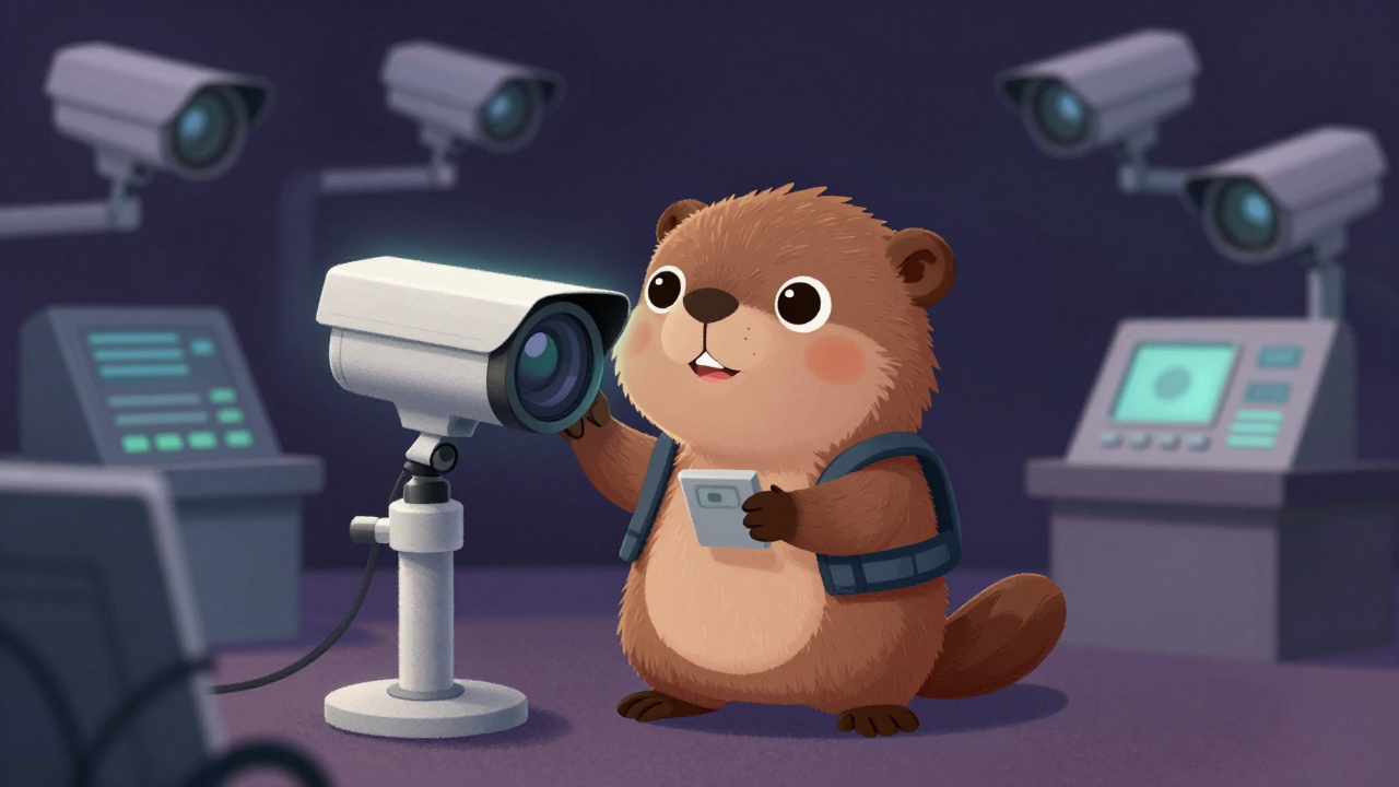 감시용카메라조정원 직업 종사자가 업무를 수행하는 모습