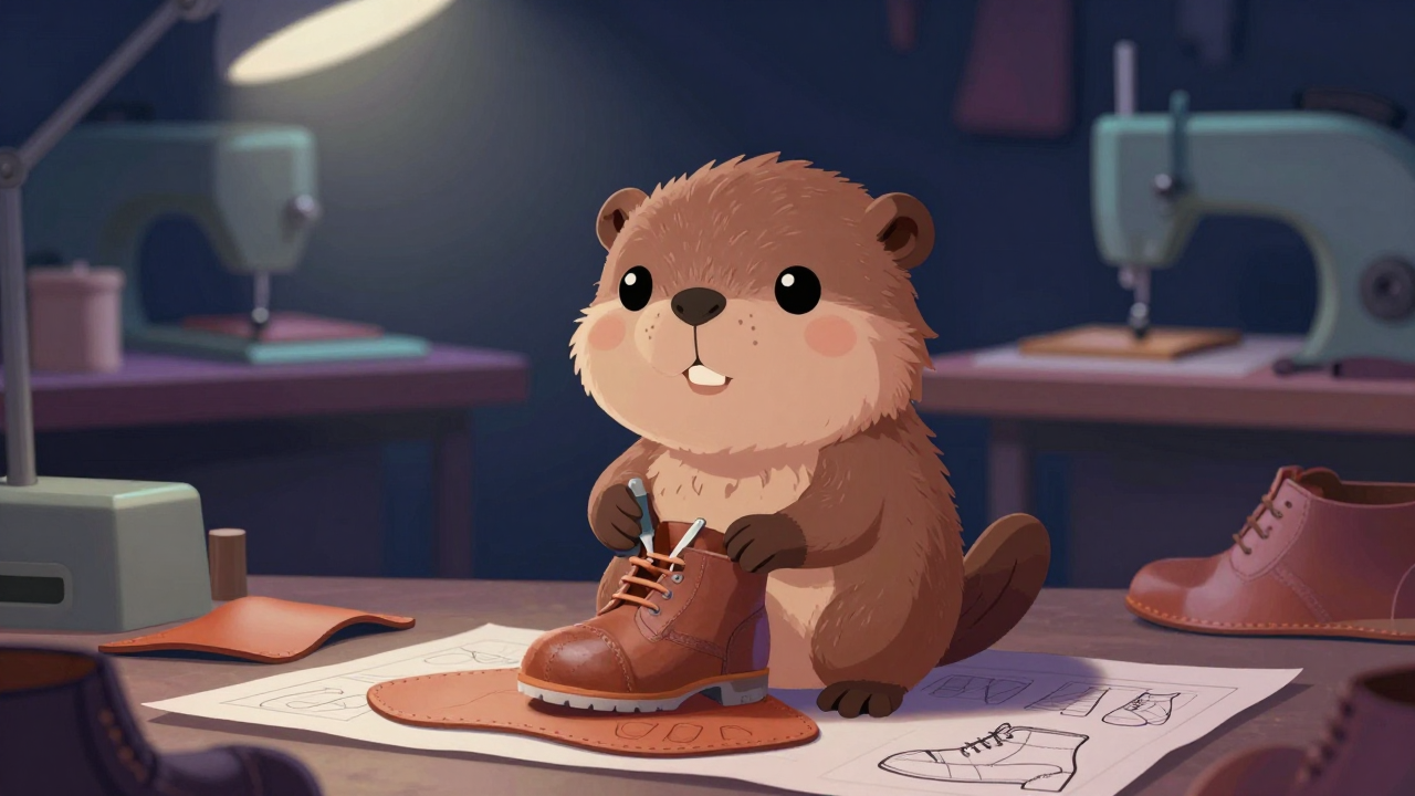 갑피재봉사 직업 종사자가 업무를 수행하는 모습