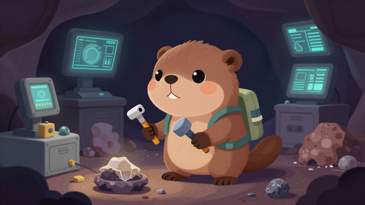 갱내탐사원 직업 종사자가 업무를 수행하는 모습