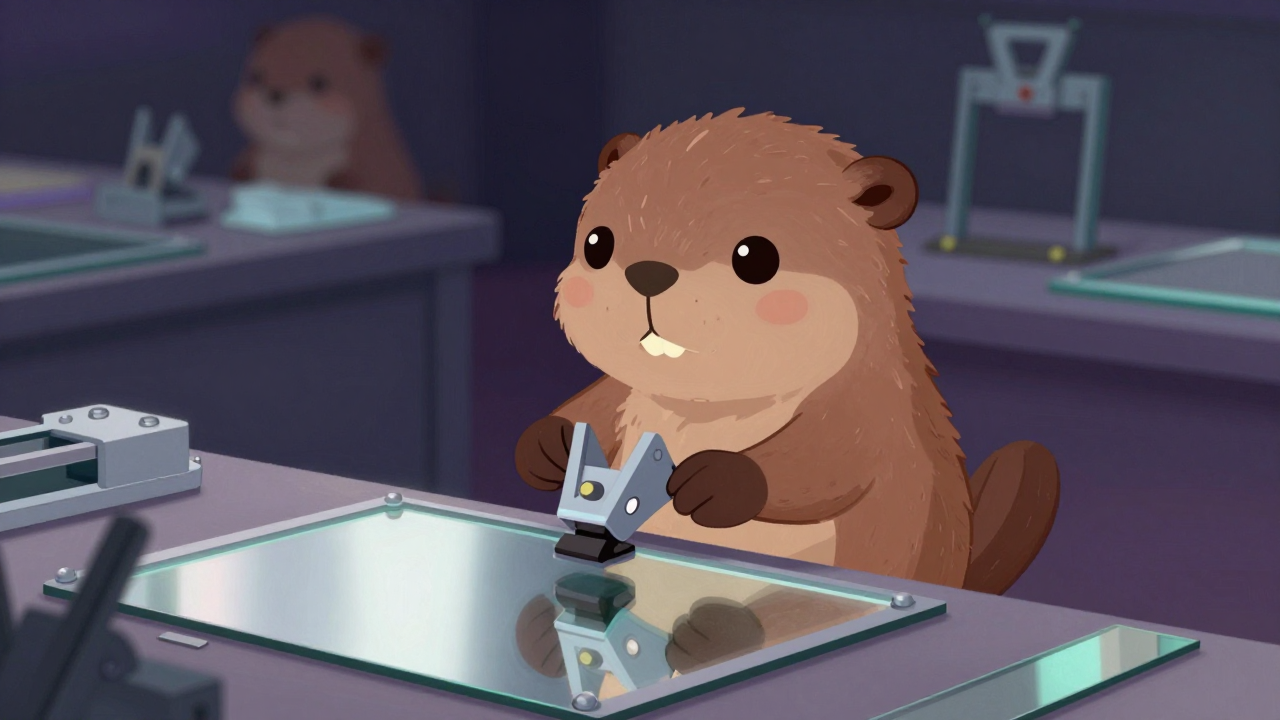 거울조립원 직업 종사자가 업무를 수행하는 모습