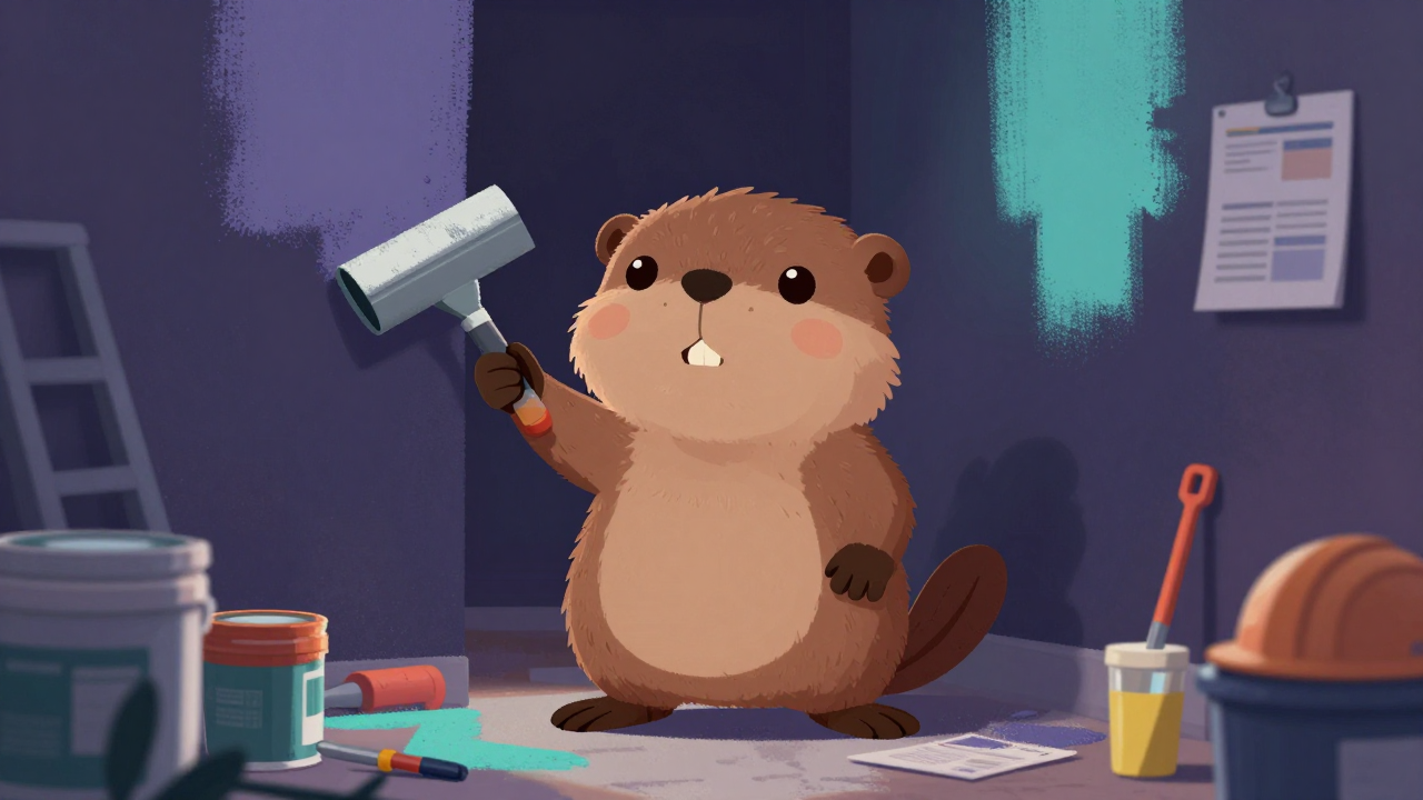 건물도장공 직업 종사자가 업무를 수행하는 모습