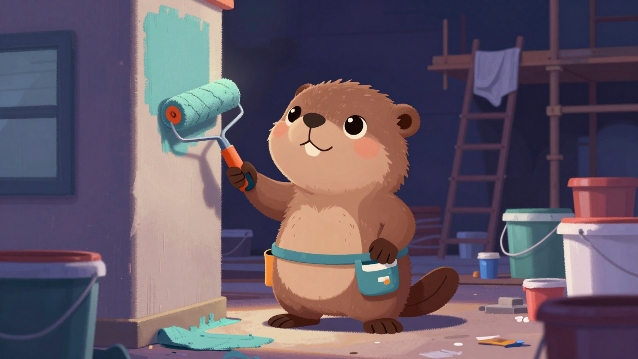 건물도장원 직업 종사자가 업무를 수행하는 모습