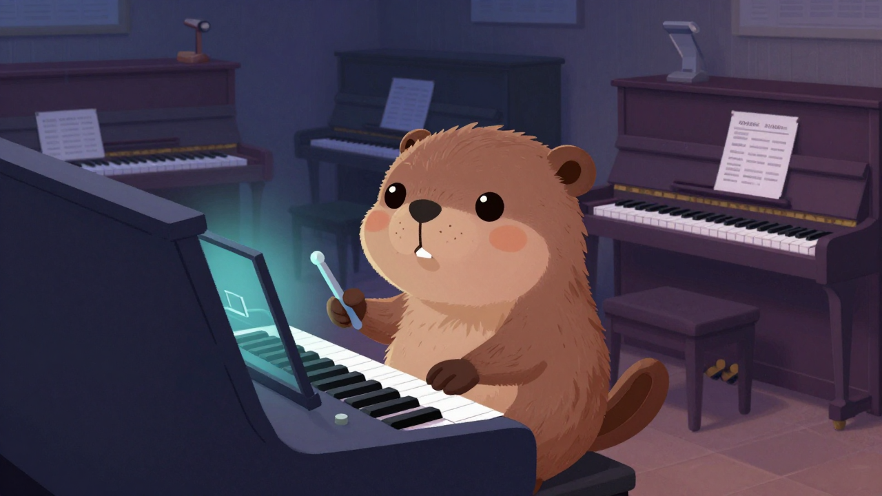 건반악기검사원 직업 종사자가 업무를 수행하는 모습