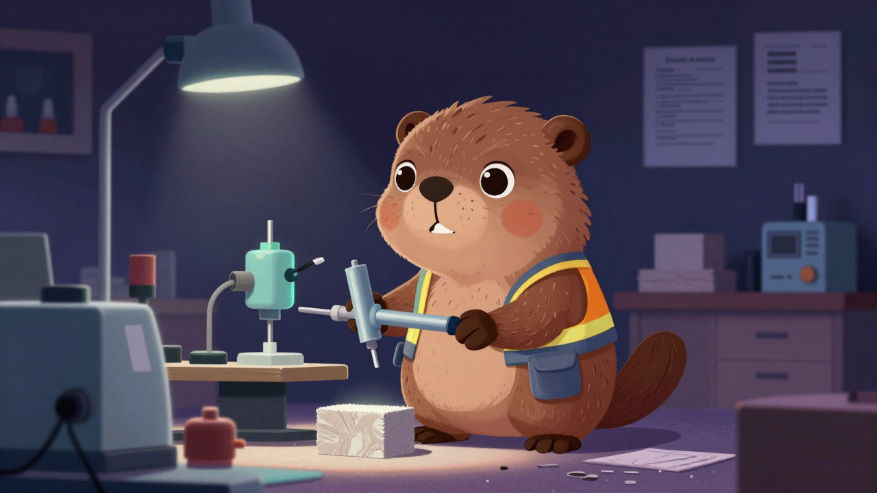 건설자재시험원 직업 종사자가 업무를 수행하는 모습