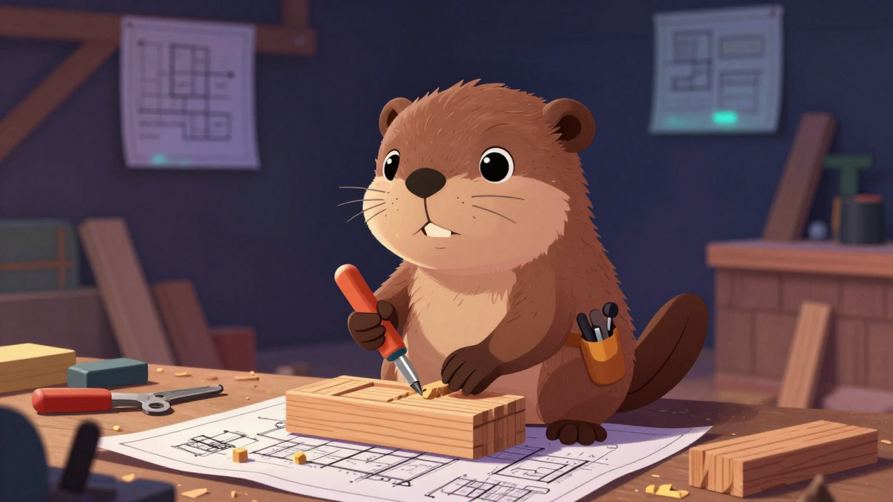 건축목공 직업 종사자가 업무를 수행하는 모습