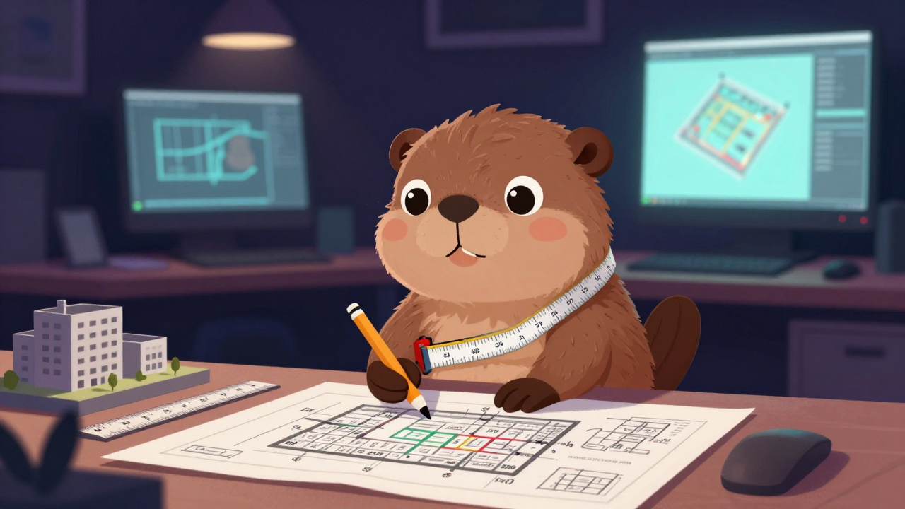 건축사 직업 종사자가 업무를 수행하는 모습