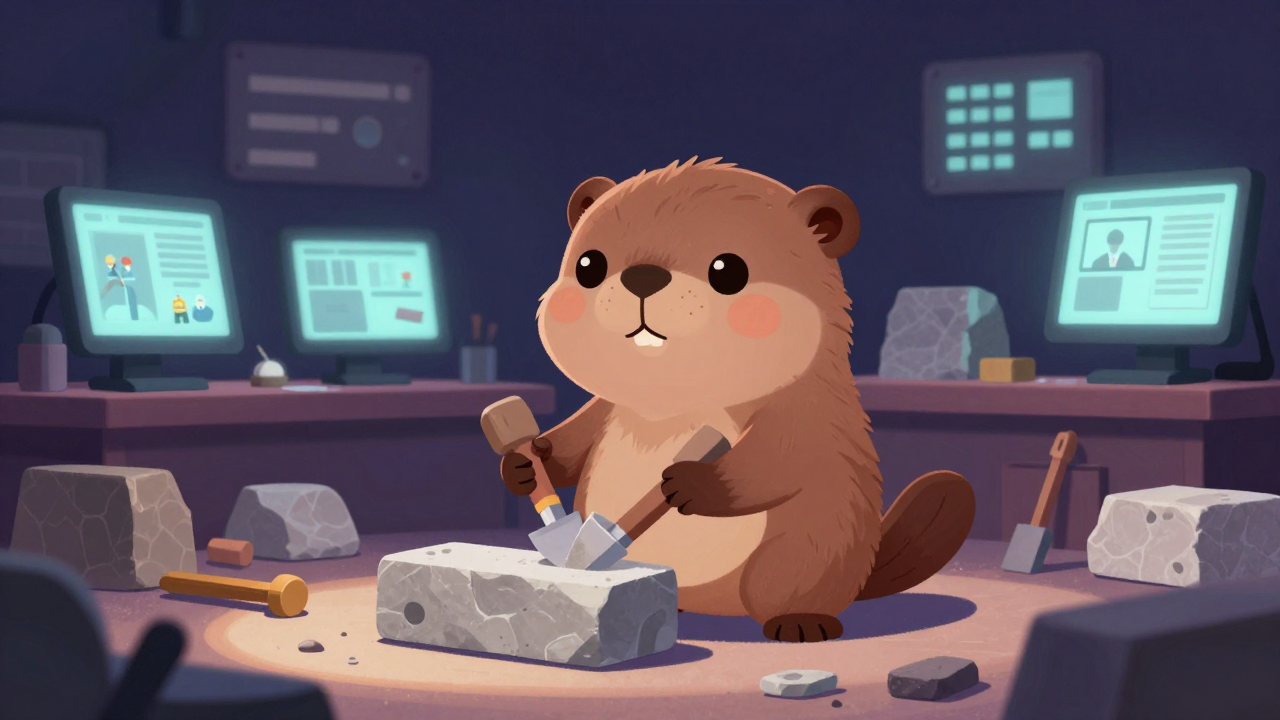 건축석공반장 직업 종사자가 업무를 수행하는 모습