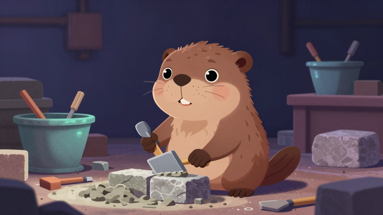 건축석축공 직업 종사자가 업무를 수행하는 모습