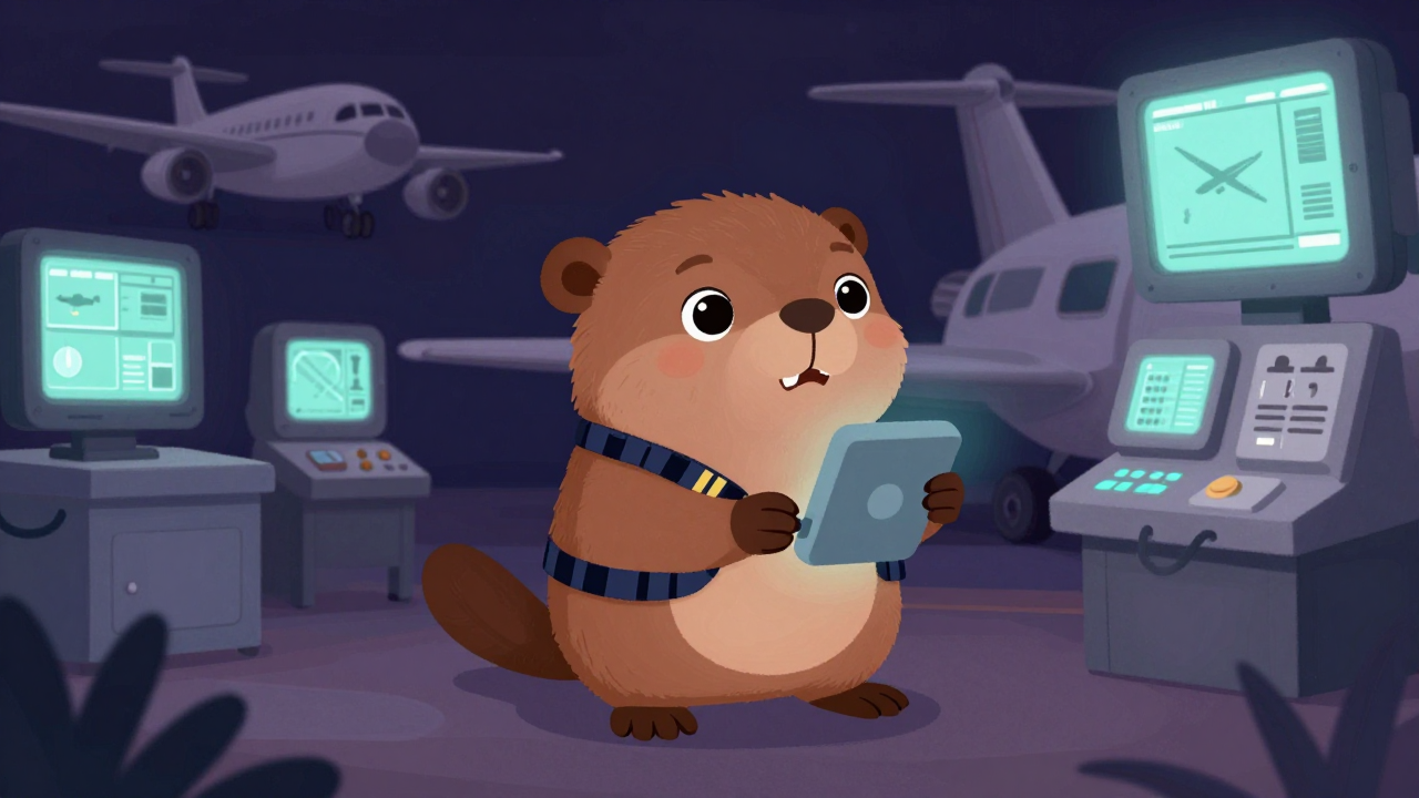 검열조종사 직업 종사자가 업무를 수행하는 모습