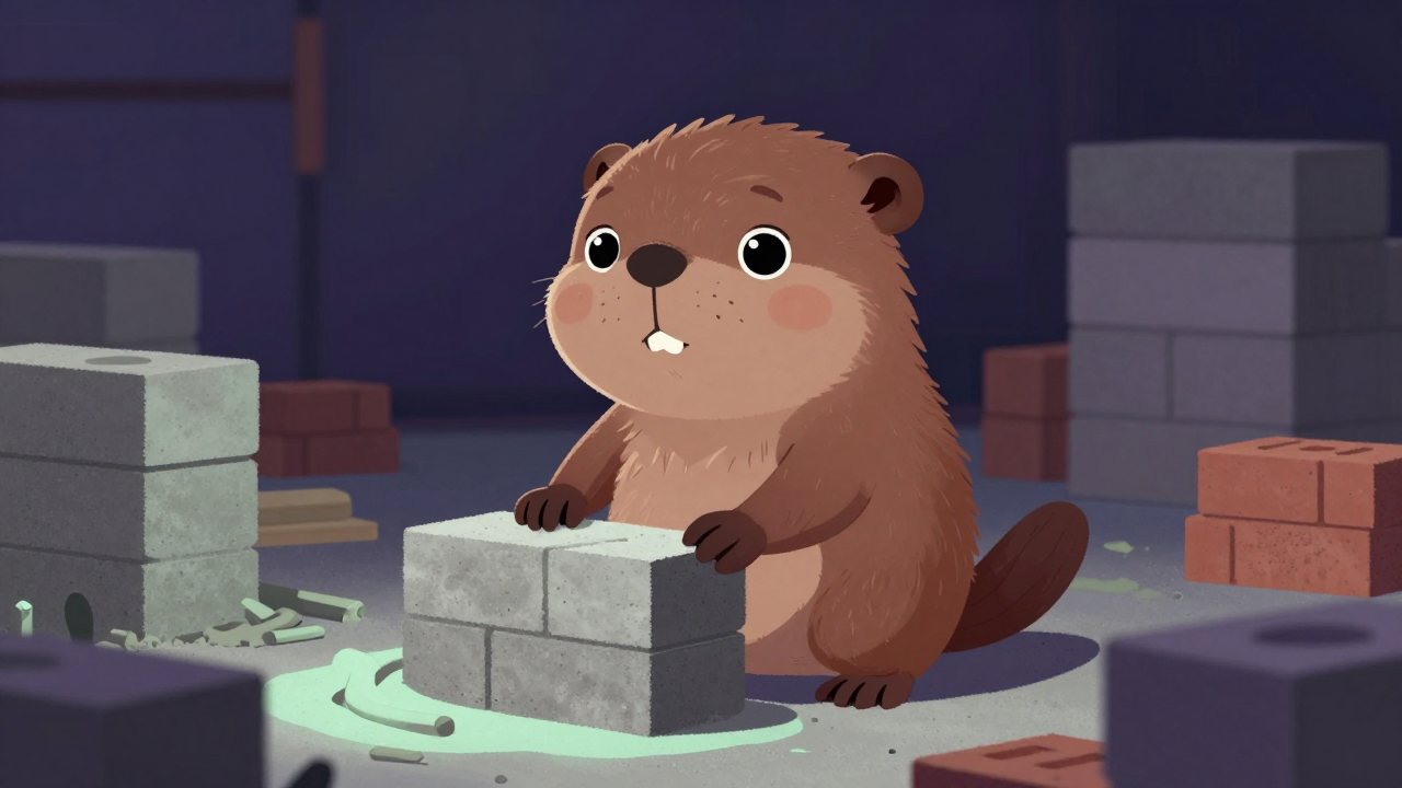 경량벽돌조적공 직업 종사자가 업무를 수행하는 모습