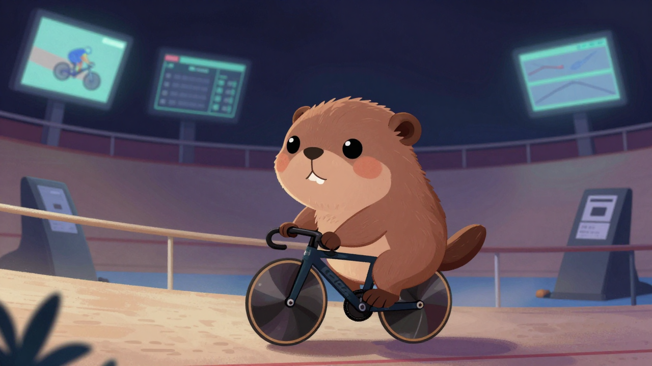 경륜선수 직업 종사자가 업무를 수행하는 모습