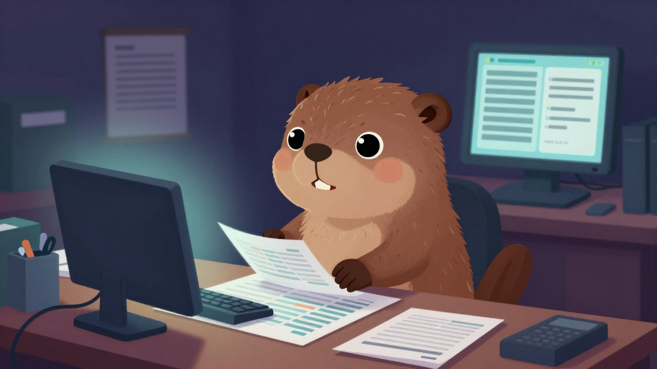 경리사무원 직업 종사자가 업무를 수행하는 모습