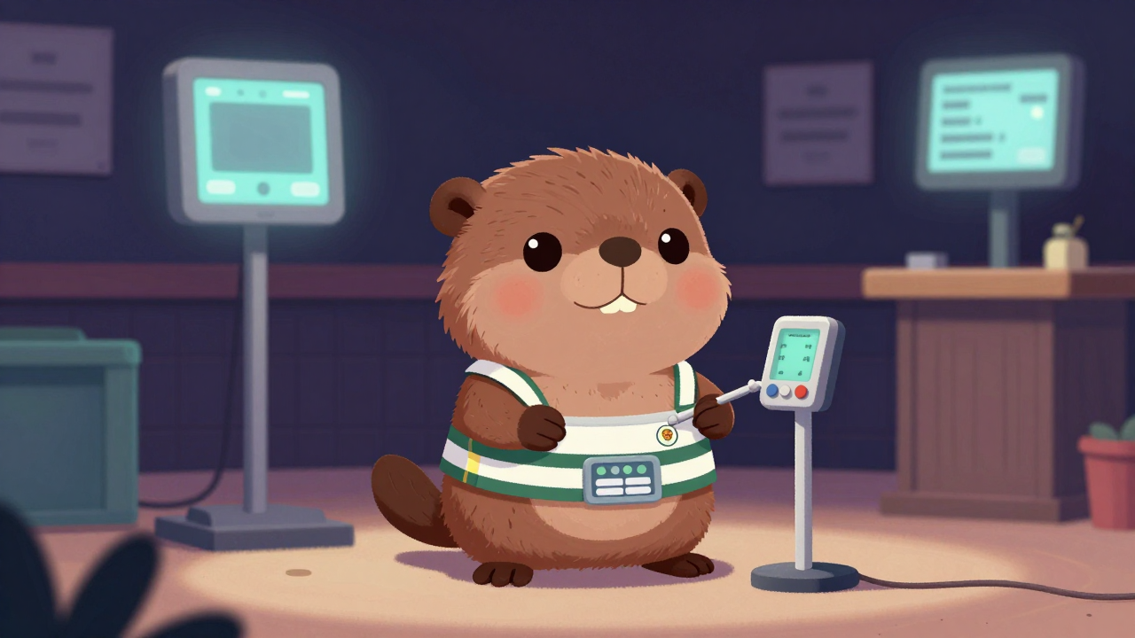 경마검량원 직업 종사자가 업무를 수행하는 모습