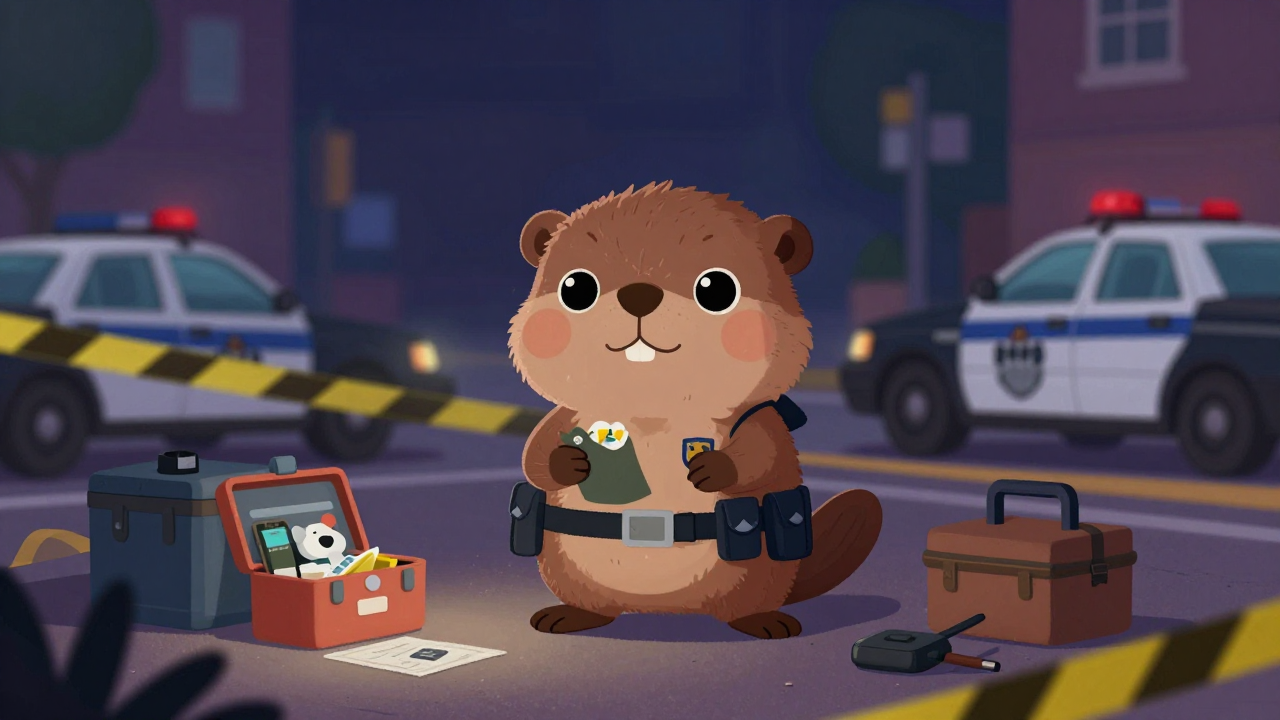 경찰관 직업 종사자가 업무를 수행하는 모습