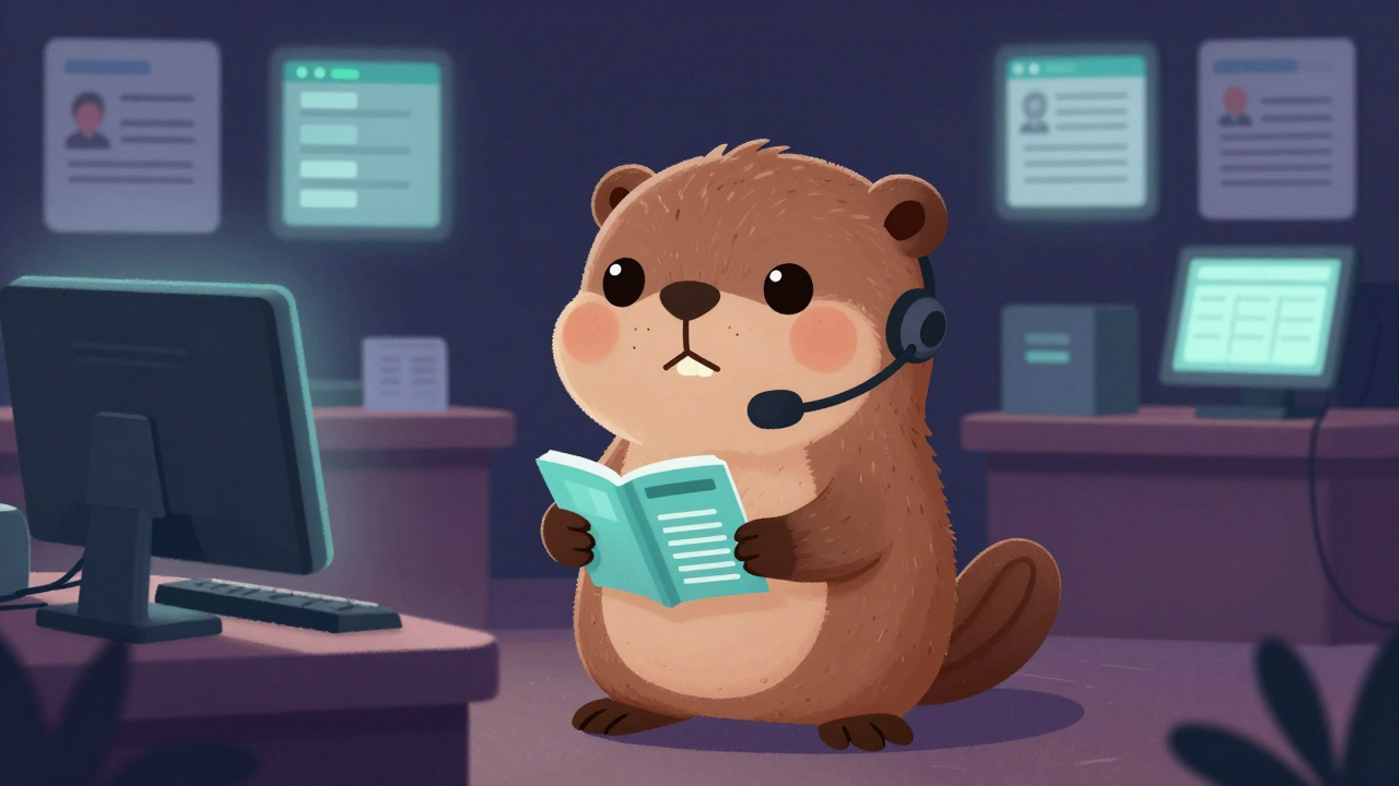 고객상담원 직업 종사자가 업무를 수행하는 모습