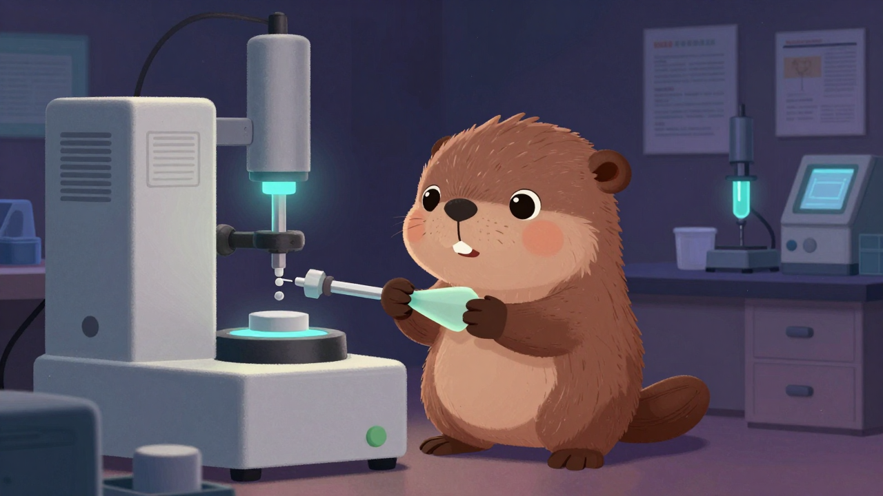 고무배합시험원 직업 종사자가 업무를 수행하는 모습