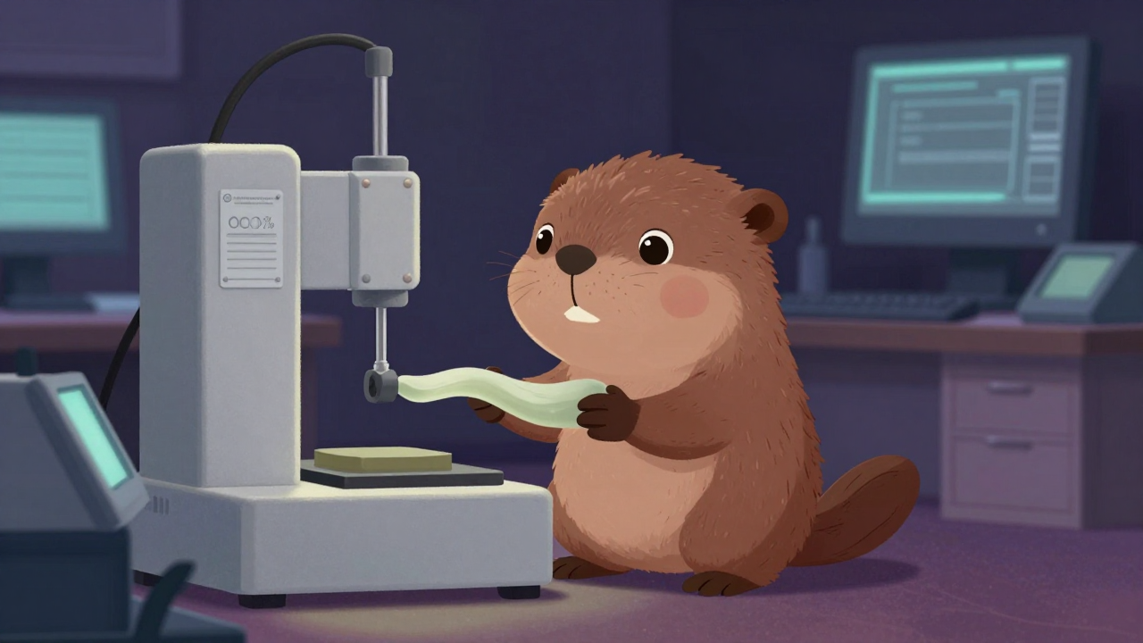 고무성능시험원 직업 종사자가 업무를 수행하는 모습