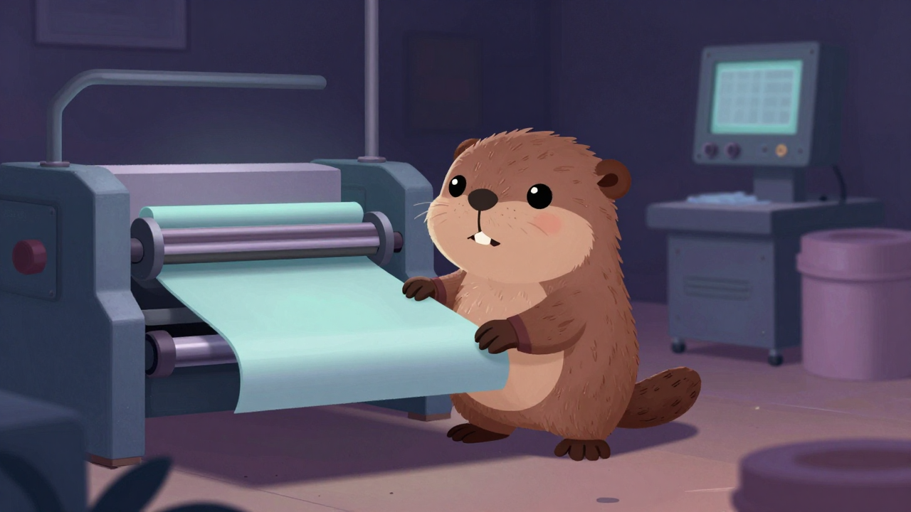 고무판제작원 직업 종사자가 업무를 수행하는 모습