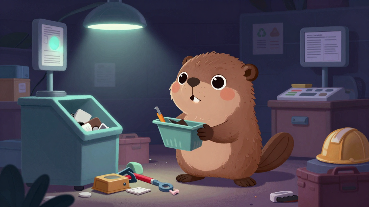 고물상 직업 종사자가 업무를 수행하는 모습