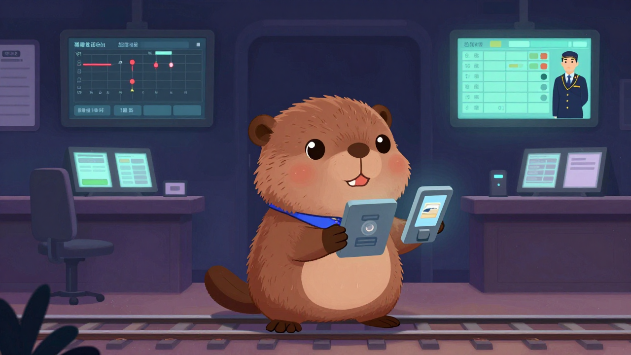 고속열차팀장 직업 종사자가 업무를 수행하는 모습