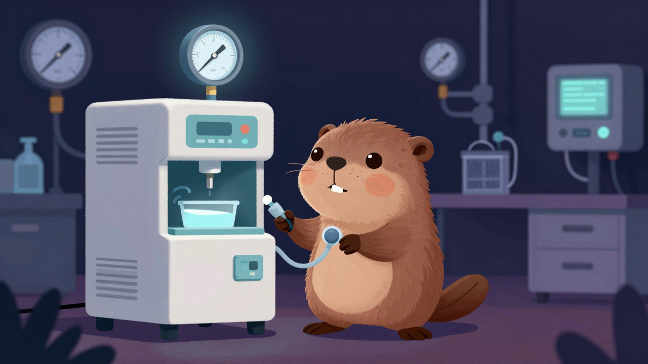 고압살균기조작원 직업 종사자가 업무를 수행하는 모습