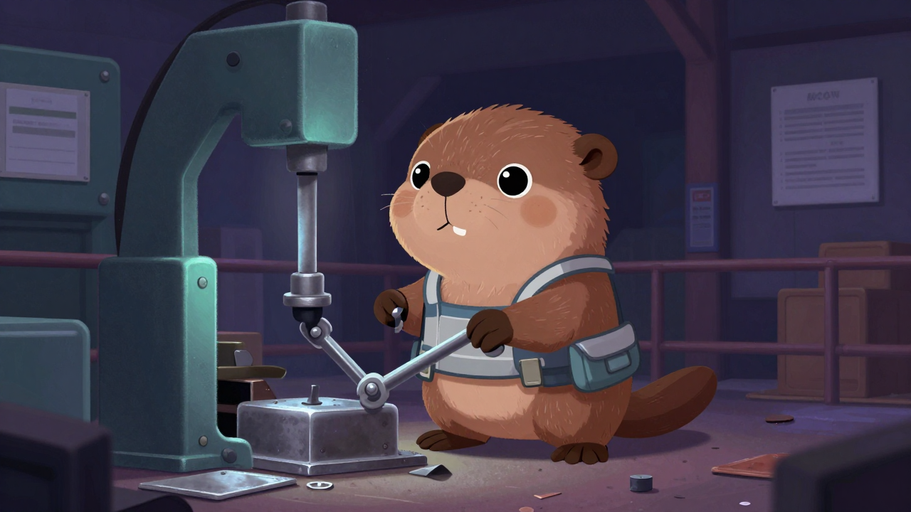 고철압축원 직업 종사자가 업무를 수행하는 모습